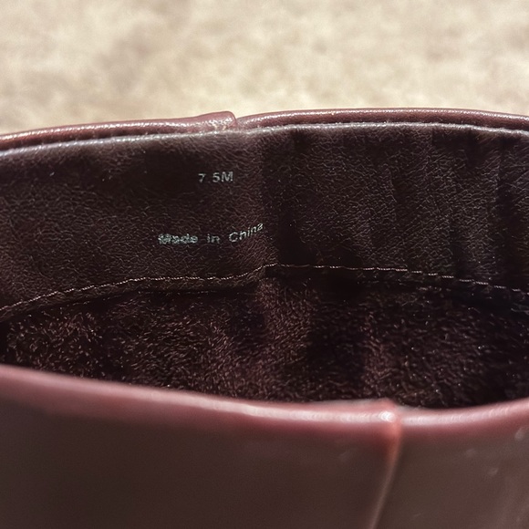 BURGUNDY LEATHER BOOTS THE WISHBONE  7.5 - Picture 4 of 6